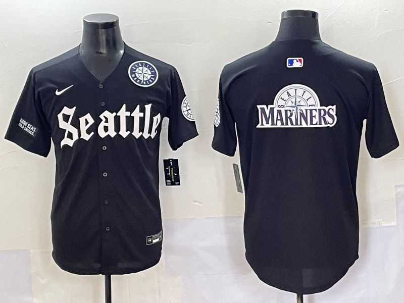 Men 2025 Seattle Mariners Blank black Five generations Joint Name Nike MLB Jersey style 20->seattle mariners->MLB Jersey